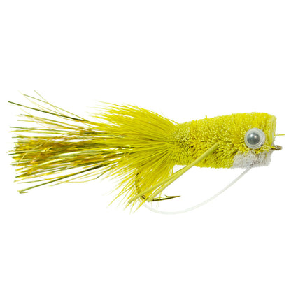 The Fly Fishing Place 3 Pack Flashtail Bass Popper Size 8 - Yellow Bass Fly Fishing Bug Wide Gape Bass Hooks With Weed Guard