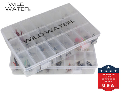 Wild Water - Premium Fly Assortment, 123 Flies with 2 Clear Fly Boxes