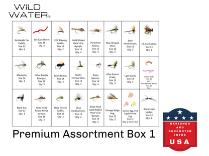 Wild Water - Premium Fly Assortment, 123 Flies with 2 Clear Fly Boxes