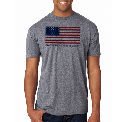 Saltwater Born Clean American Flag Soft Tee