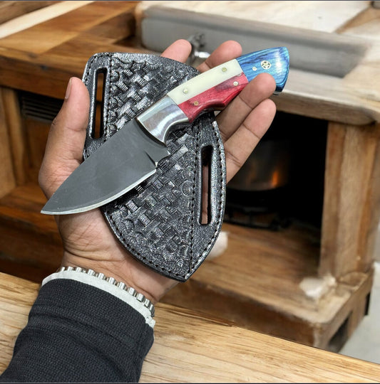 Texan Knives Premium J2 Steel Hunting Knife with Texas Flag Handle & Leather Case – 6.25"