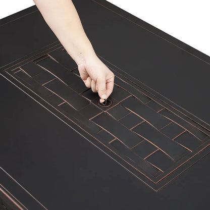 Balkene Home Preston 44" Rectangular Basketweave Aluminum Convertible Gas Fire Pit Table