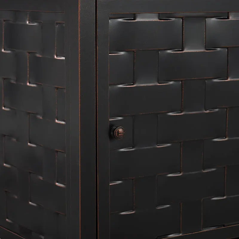 Balkene Home Preston 44" Rectangular Basketweave Aluminum Convertible Gas Fire Pit Table