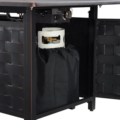 Balkene Home Preston 44" Rectangular Basketweave Aluminum Convertible Gas Fire Pit Table