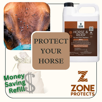 Zone Protects Horse & Rider Fly & Insect Repellent, Gallon Refill
