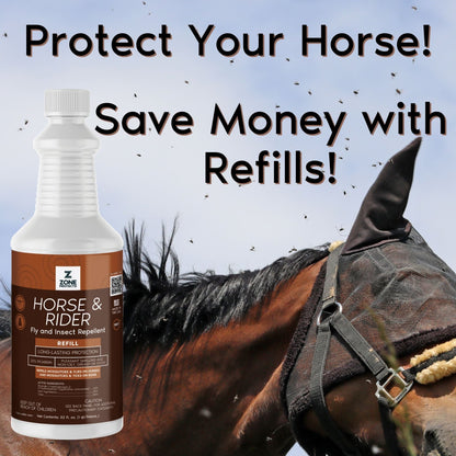 Zone Protects Horse & Rider Fly & Insect Repellent Refill, 32oz