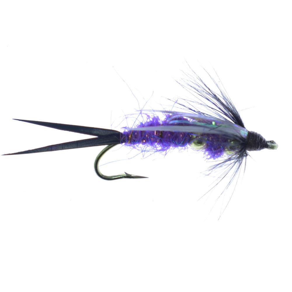 The Fly Fishing Place Double Bead Purple Psycho Prince Nymph Fly - 6 Flies Size 10