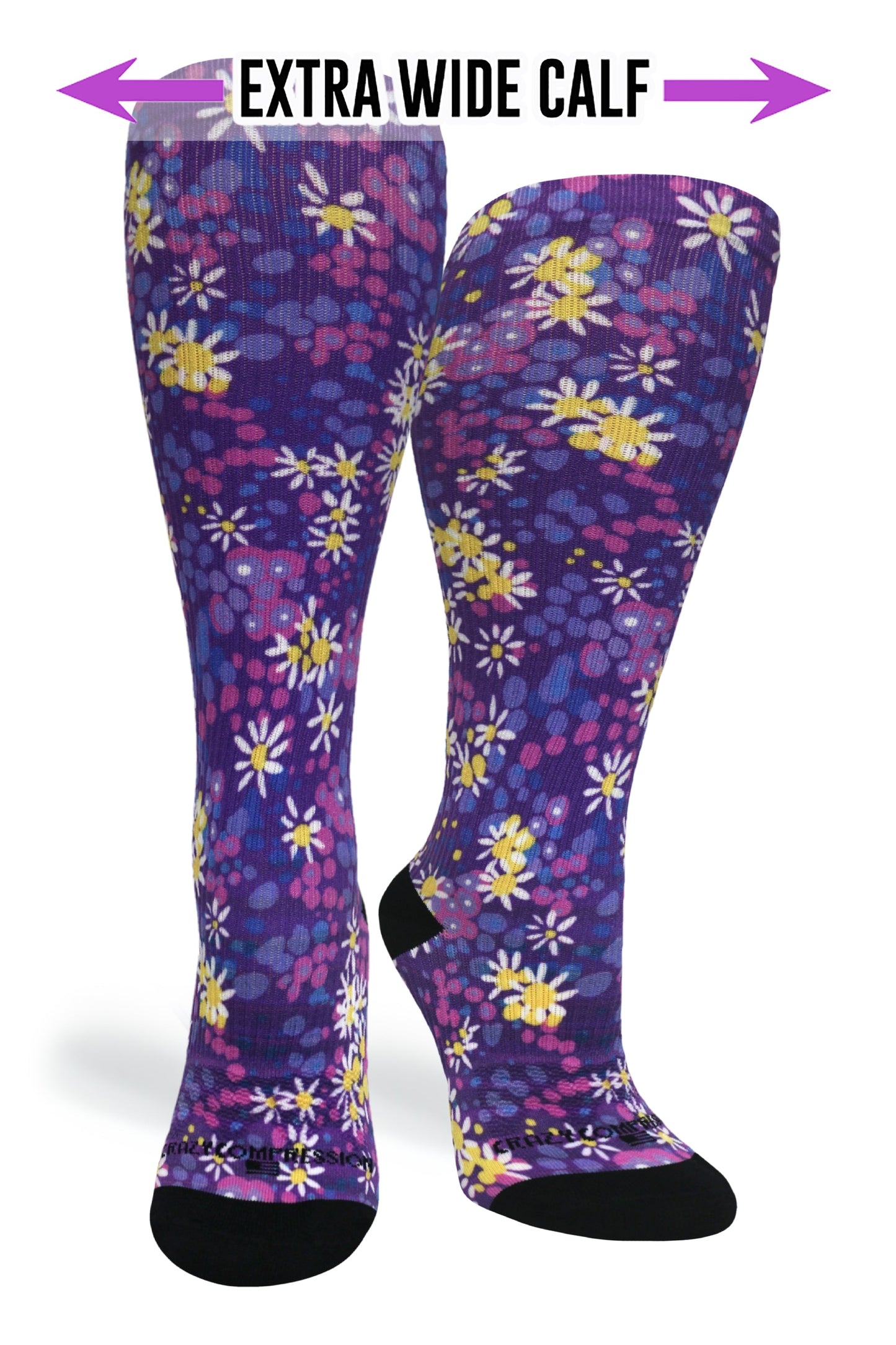 Crazy Compression Purple Petals - (Standard & Extra Wide)