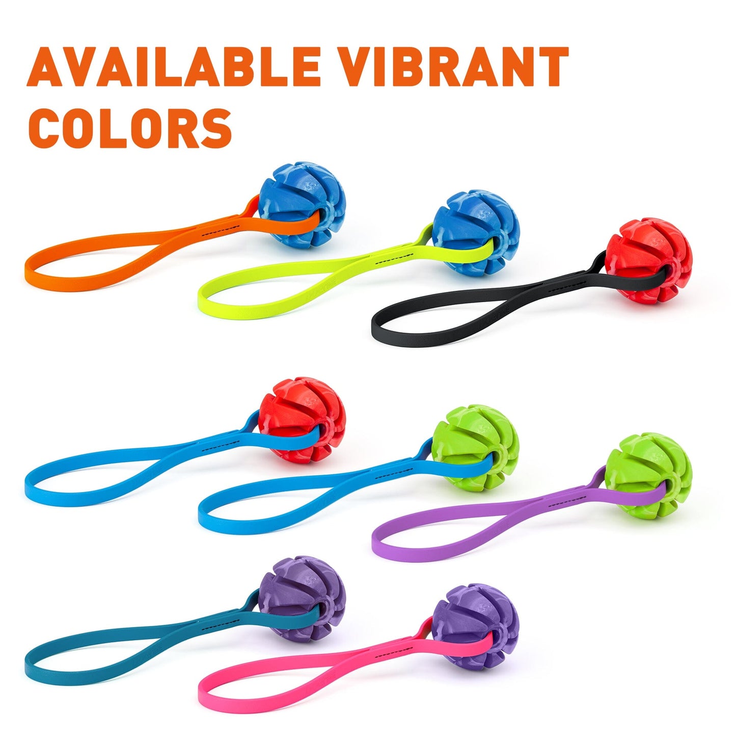 Dogline Rubber Spiral Ball with Biothane Handle