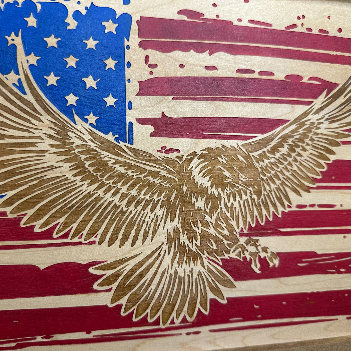 Bellewood Designs - Bald Eagle & American Flag Patriotic Decorative Wall-Mounted Secure Gun Cabinet