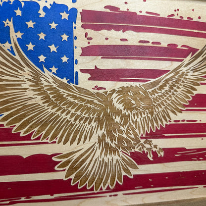 Bellewood Designs - Bald Eagle & American Flag Patriotic Decorative Wall-Mounted Secure Gun Cabinet
