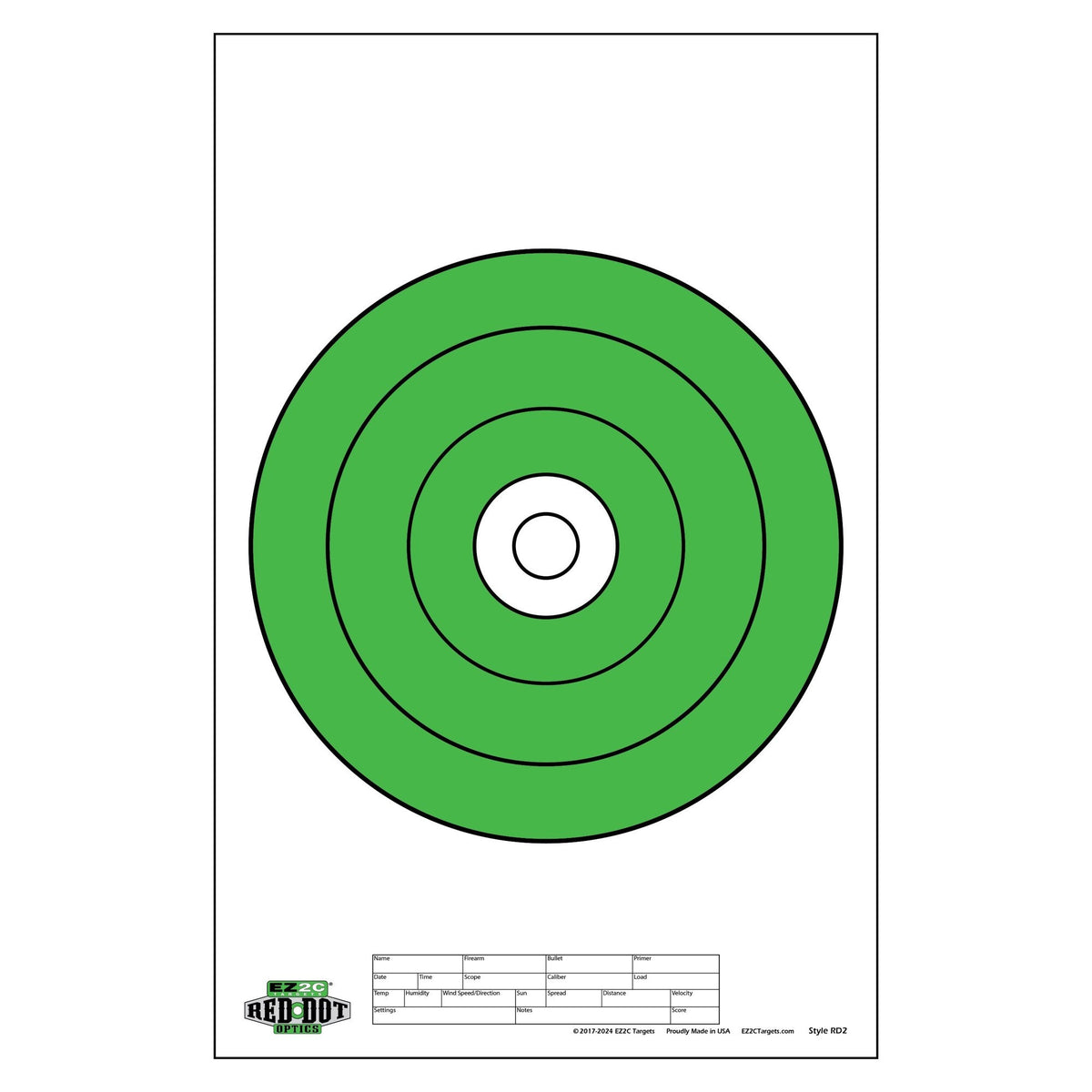 25 EZ2C Targets RD2: USA Made 10" Bullseye Pad of 25 Shooting Paper Targets 11"x17"