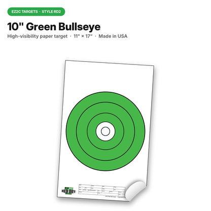 25 EZ2C Targets RD2: USA Made 10" Bullseye Pad of 25 Shooting Paper Targets 11"x17"