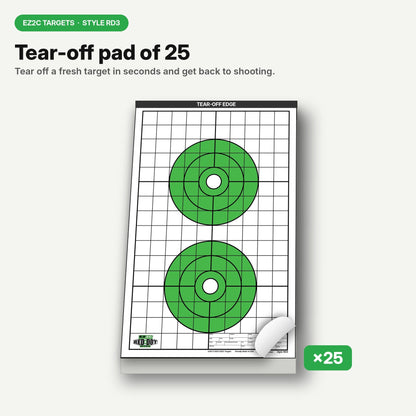 EZ2C Targets RD3: Two 6" Bullseyes Paper Targets 11"x17" USA Made