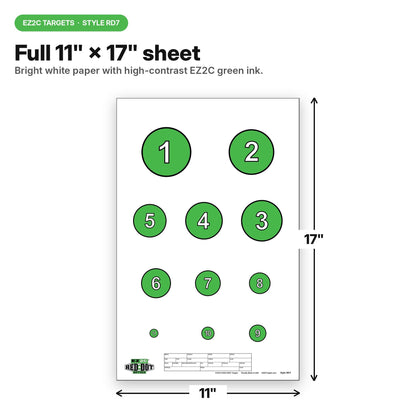 EZ2C Targets #20/RD7: Reducing Circles Paper Shooting Targets 11"x17" USA Made