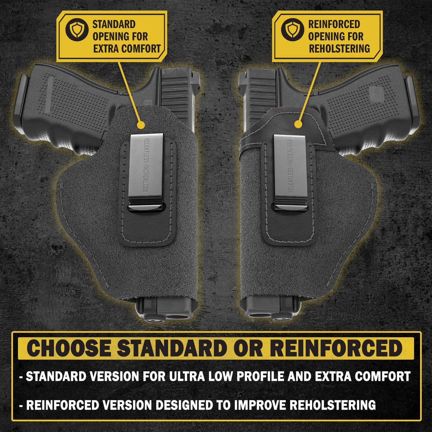 Relentless Tactical The Ultimate Suede Leather IWB Holster Large Size | Fits S&W Shield/Glock/XD - Lifetime Warranty - Made in USA