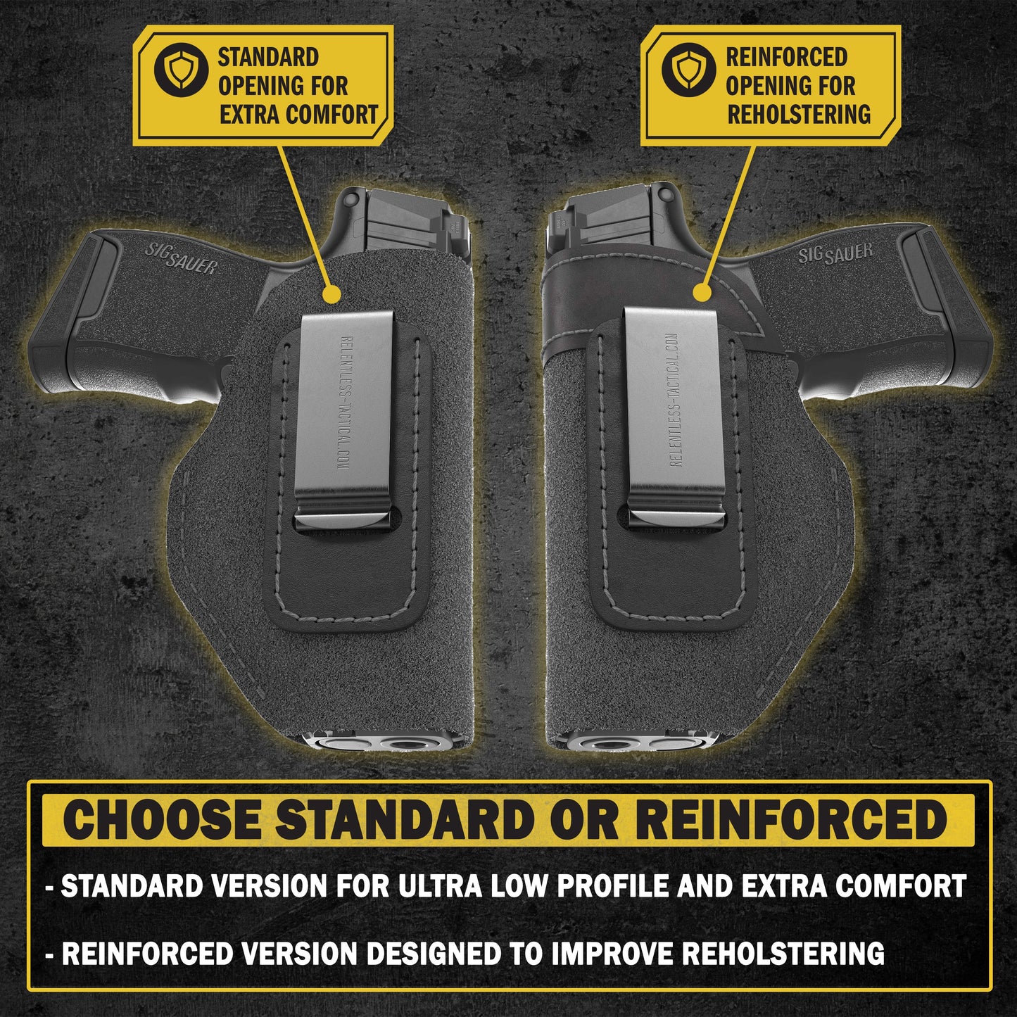 Relentless Tactical The Ultimate Suede IWB Holster - Medium Size | Fits Glock 42 | Sig P365 | Hellcat | Lifetime Warranty | Made in USA