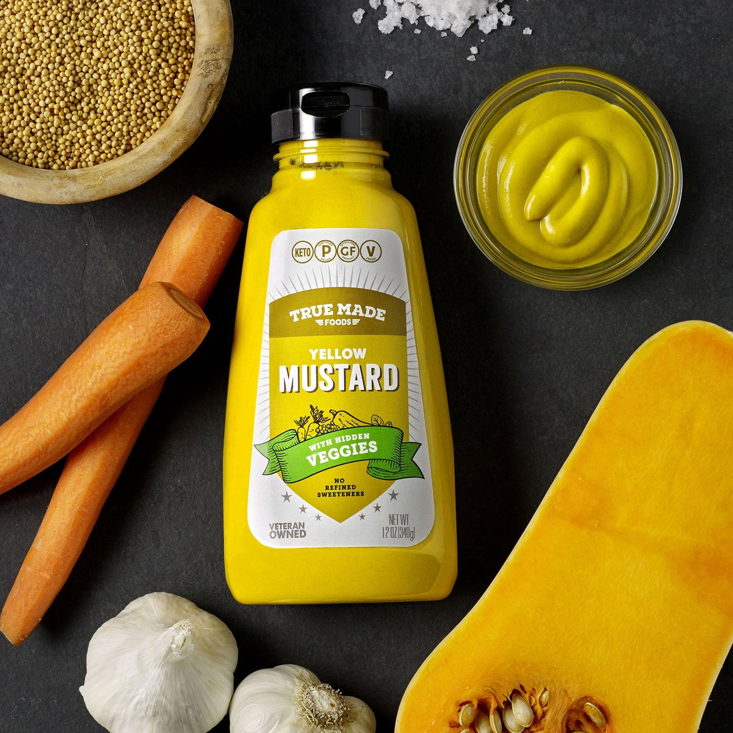 TrueMadeFoods Ballpark-style, All-Natural Yellow Mustard, 12oz Bottles (Multi-Packs)