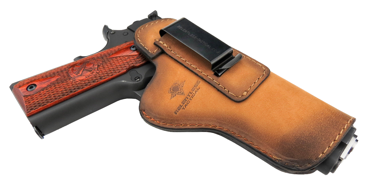 Relentless Tactical The Defender Leather IWB Holster - Fits All 1911 Style Handguns - Lifetime Warranty - Made in USA