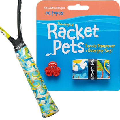 Racket Pets Octopus Tennis Overgrip Tape and Matching Shock Absorbing Dampener for Tennis Racket