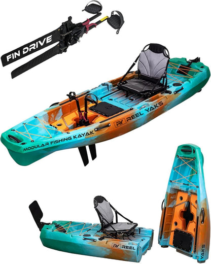 ReelYaks 10ft Radar Modular Fin Drive Pedal Fishing Kayak | 430lbs Capacity | 2 Piece