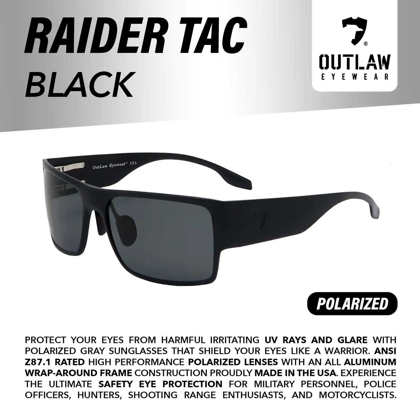 Outlaw Eyewear - Raider TAC Black Vortex Box Bundle