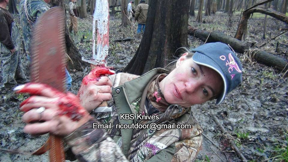 KBS Knives Rambo Knife – Handmade 17" Damascus Steel Blade with Blood Groove & Rosewood Handle