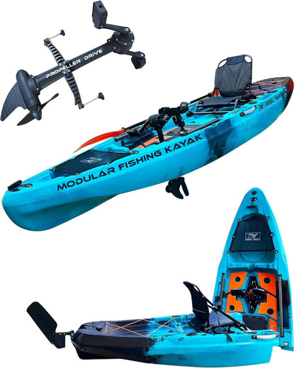 ReelYaks 10.8ft Rapido Modular Propeller Drive Pedal Fishing Kayak | 440lbs Capacity | 2 Piece