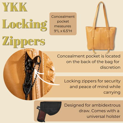 Concealed Carry Reagan Medium Leather Tote by Lady Conceal