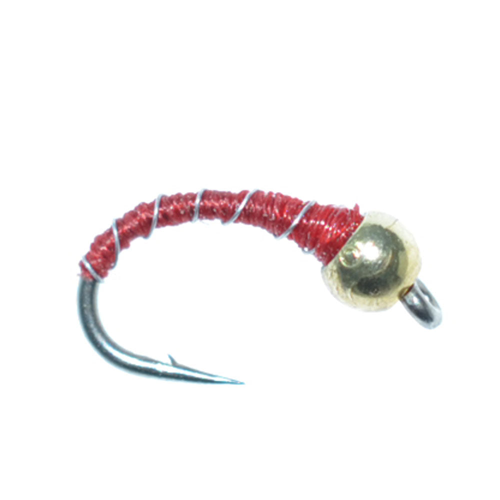 The Fly Fishing Place 3 Pack Bead Head Red Zebra Midge Still Water Nymph Fly Fishing Fly Hook Size 16