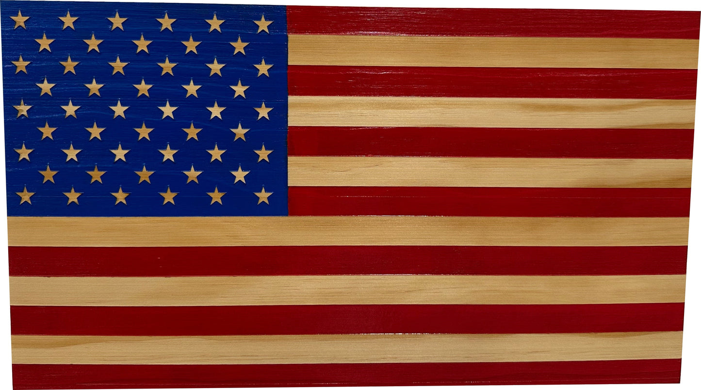 Bellewood Designs - American Flag Decorative & Secure Wall-Mounted Gun Cabinet (Red & Blue)