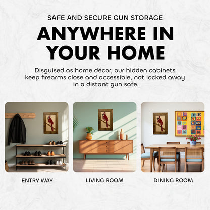 Bellewood Designs - Hidden Gun Cabinet Red Cardinal Bird Wall Art