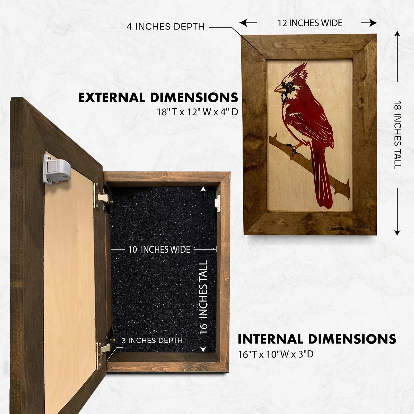 Bellewood Designs - Hidden Gun Cabinet Red Cardinal Bird Wall Art