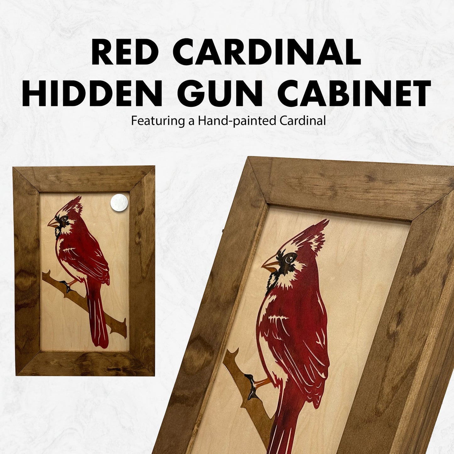 Bellewood Designs - Hidden Gun Cabinet Red Cardinal Bird Wall Art