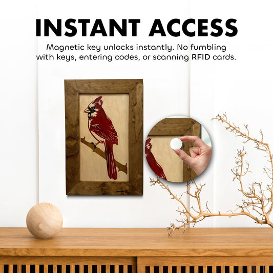 Bellewood Designs - Hidden Gun Cabinet Red Cardinal Bird Wall Art