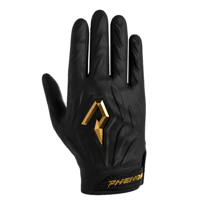 Phenom Elite Quantum Fierce Youth & Adult Padded Football Gloves - Gold Rush Black