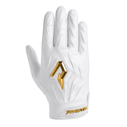 Phenom Elite Quantum Fierce Youth & Adult Padded Football Gloves - Gold Rush White