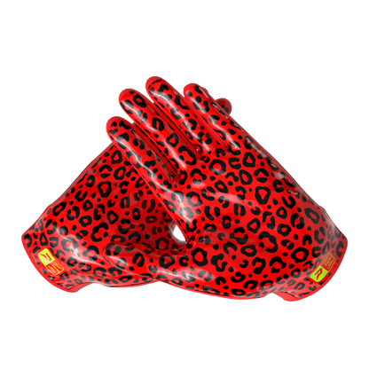 Phenom Elite Quantum Fierce Youth & Adult Padded Football Gloves - Red Leopard