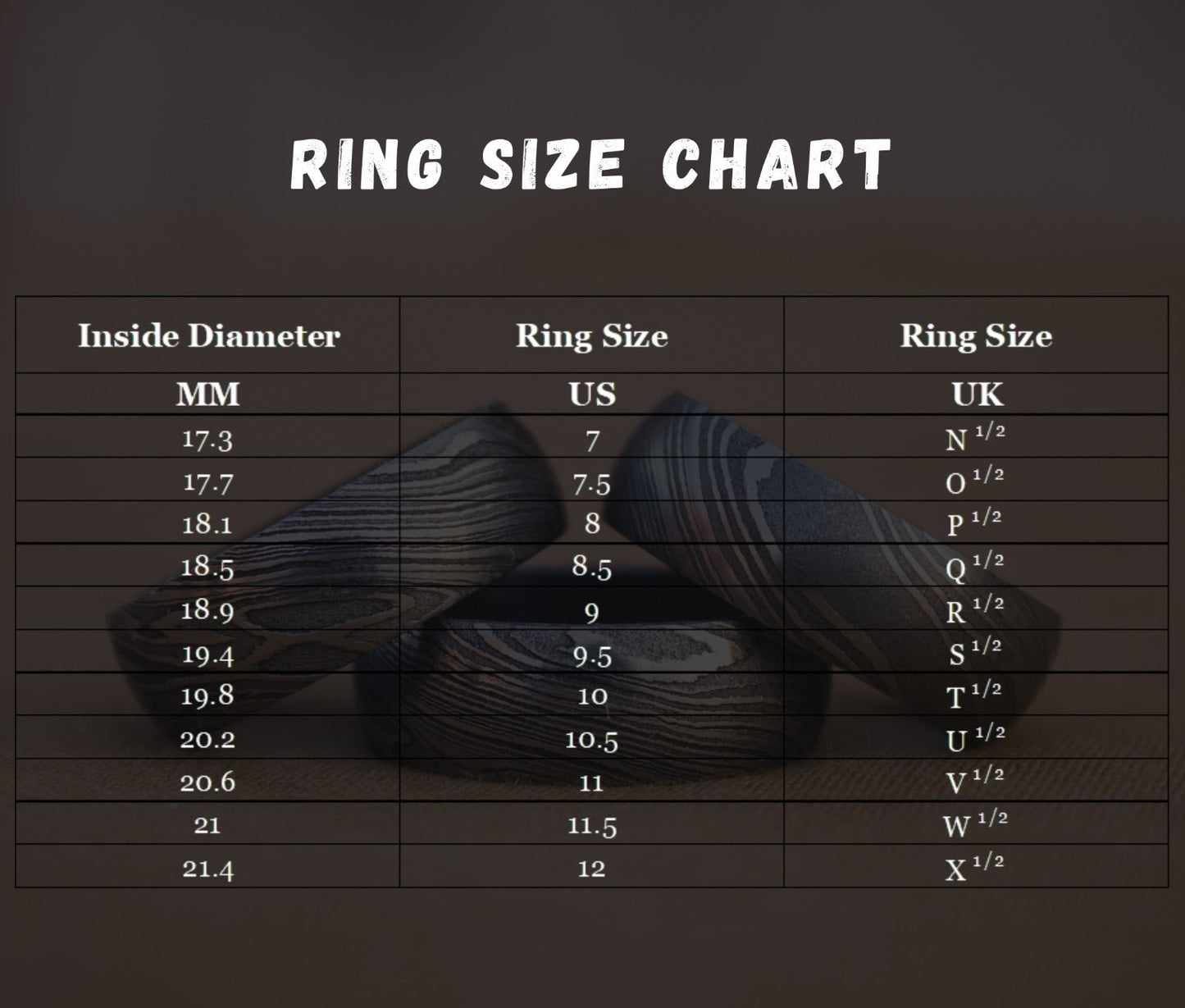 KBS Knives Custom Handmade Damascus Engagement Ring – Brass Inlay