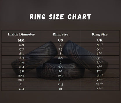 KBS Knives Custom Handmade Damascus Engagement Ring – Brass Inlay