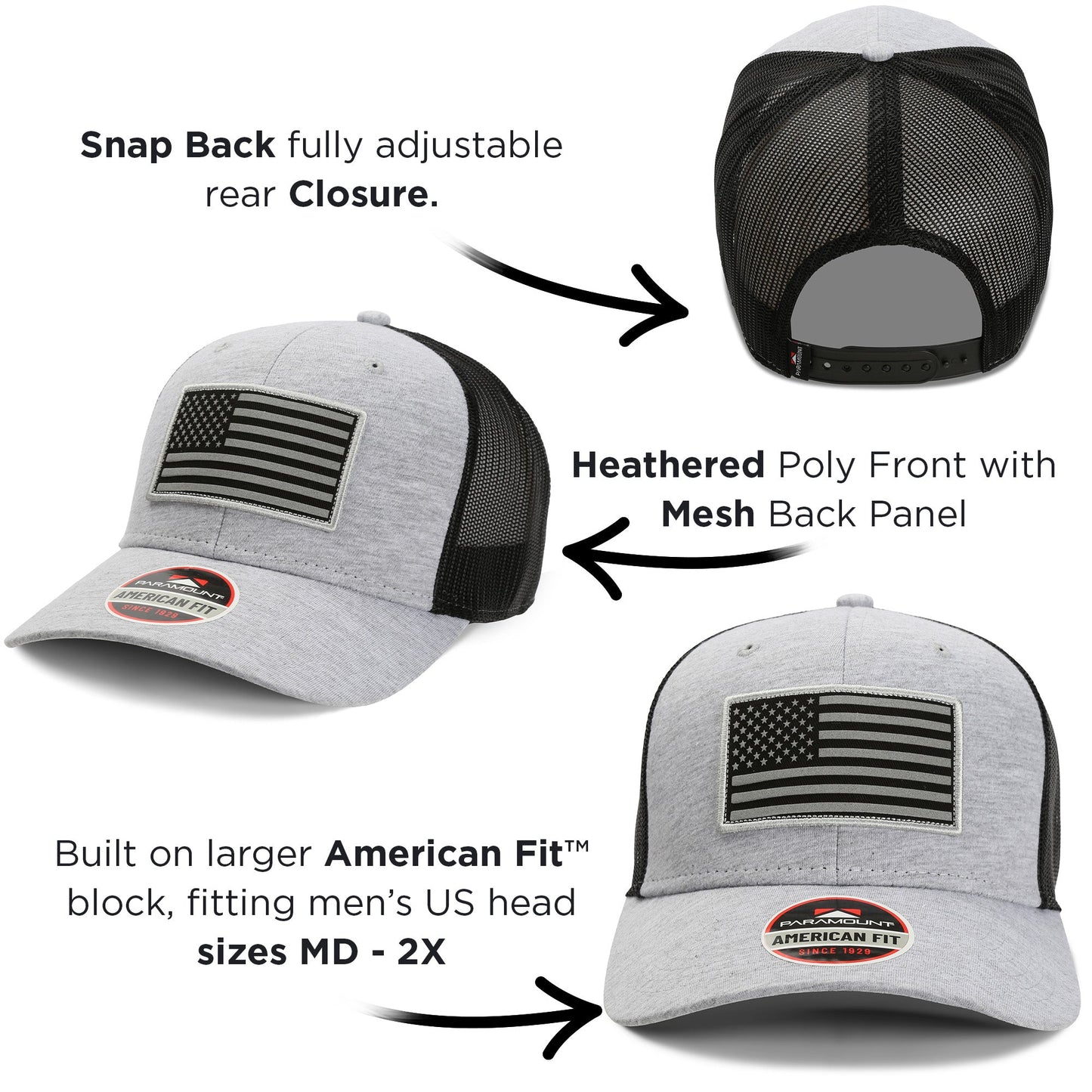 Paramount Outdoors Riverside Reflective American Flag Cap Mesh Back