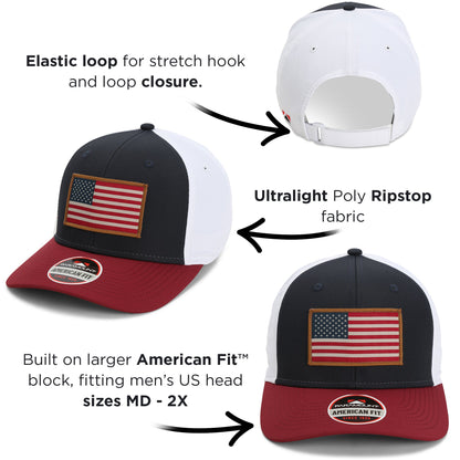 Paramount Outdoors Riverside American Flag Hat Structured Ripstop Cap RWB