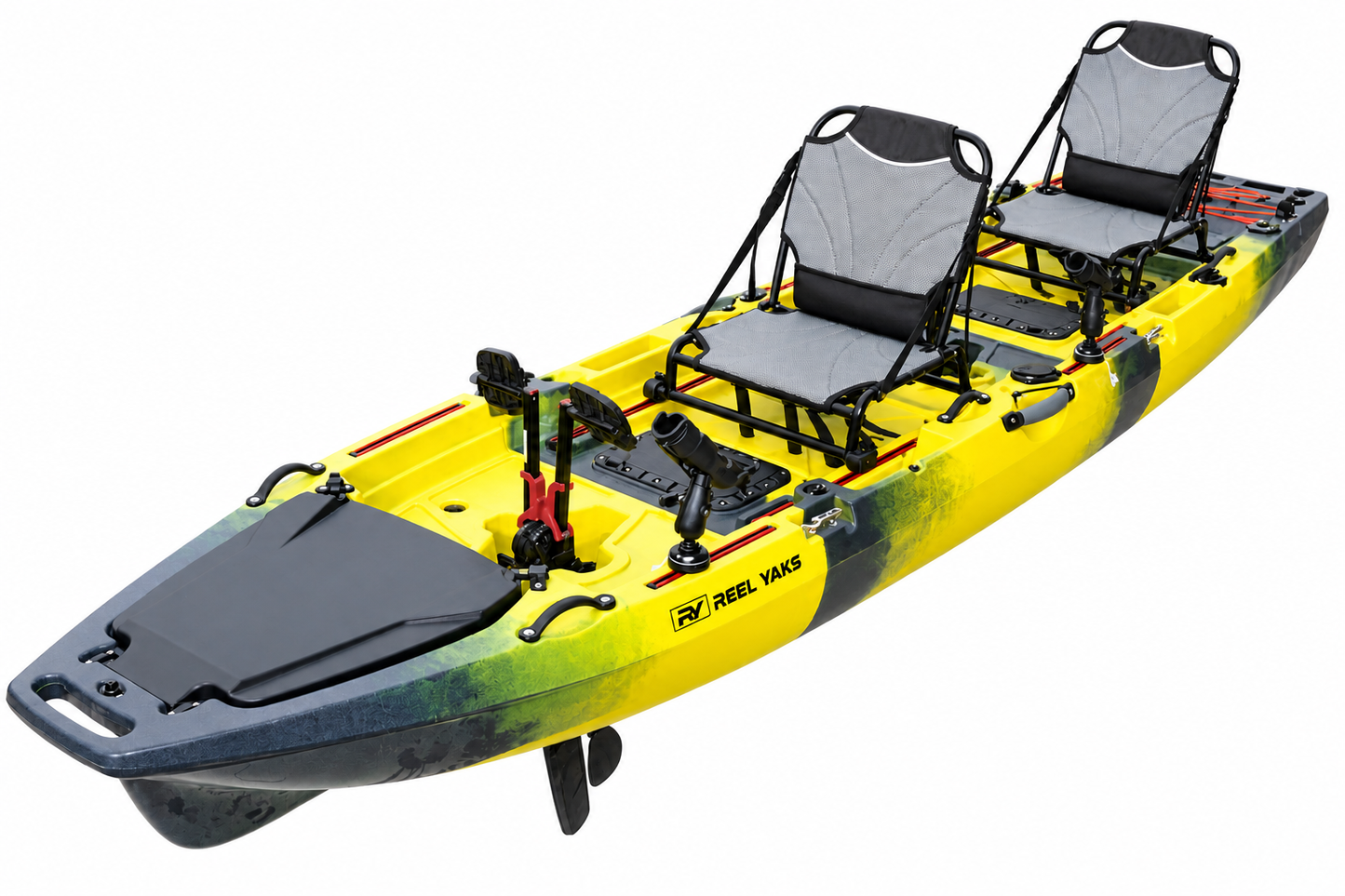 ReelYaks 13.8ft  Rocket Propeller Drive Tandem & Solo Modular Fishing Kayak | Propeller Drive | 550lbs Capacity | 3 Piece