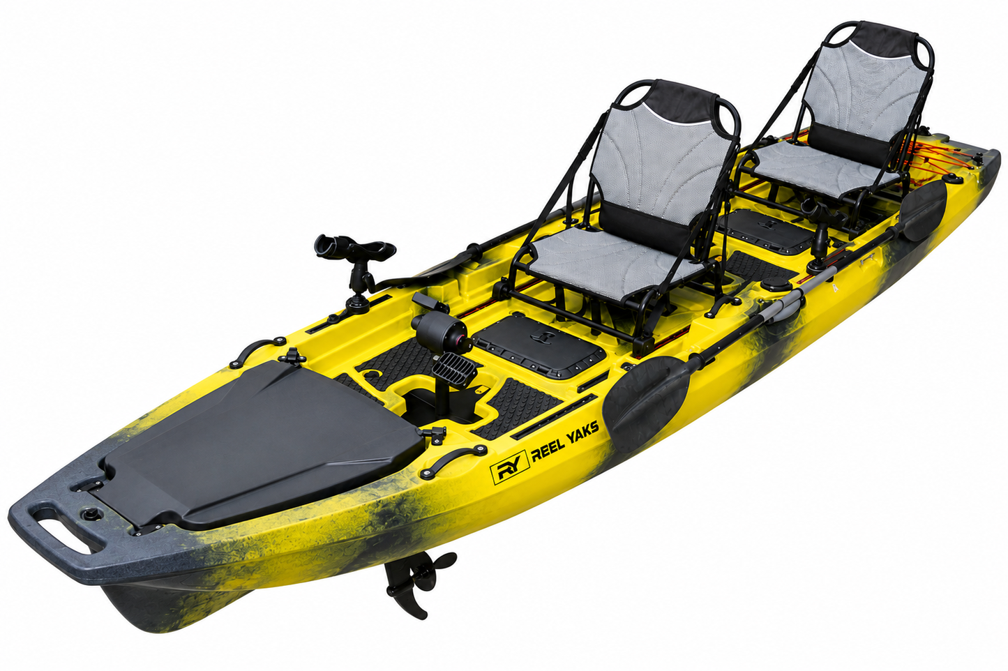 ReelYaks 13.8ft  Rocket Propeller Drive Tandem & Solo Modular Fishing Kayak | Propeller Drive | 550lbs Capacity | 3 Piece
