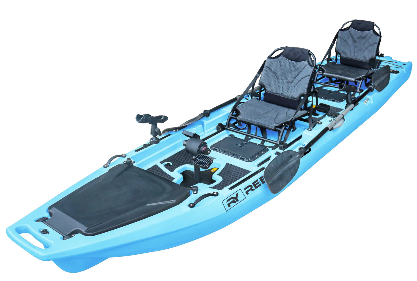 ReelYaks 13.8ft  Rocket Propeller Drive Tandem & Solo Modular Fishing Kayak | Propeller Drive | 550lbs Capacity | 3 Piece