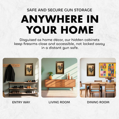 Bellewood Designs - Hidden Gun Cabinet Farmhouse Rooster