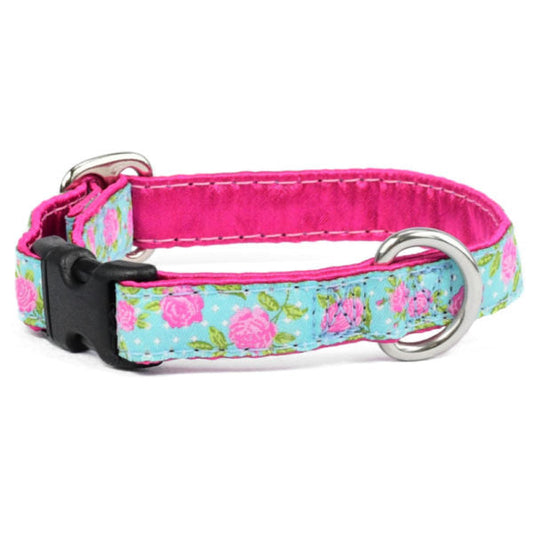2 Hounds Design 5/8″ Rosy Dots Aqua Buckle Martingale Dog Collar