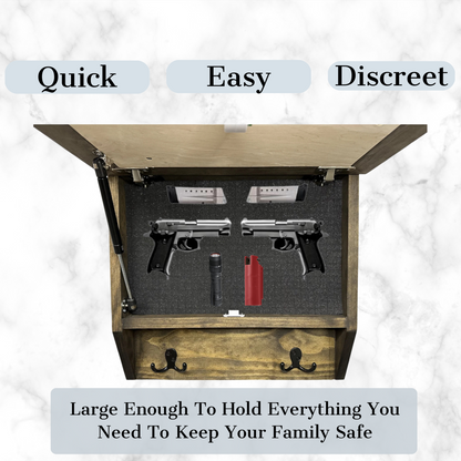 Bellewood Designs - Rustic Diamond Hidden Gun Cabinet – Ornate Concealment Coat Rack with Multi-Purpose Hooks