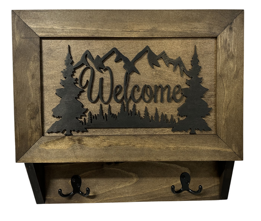 Bellewood Designs - Rustic Mountain Welcome Wall-Mounted Gun Cabinet – Concealed Lockable Storage for Your Home