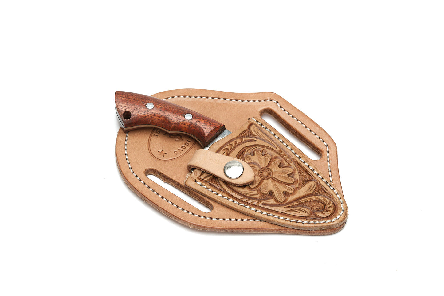 Texas Saddlery Tan Floral Knife Sheath with Knife